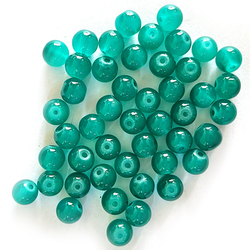 Sea Green Color Glass Beads For Jewelry & Bracelet Making 10 mm