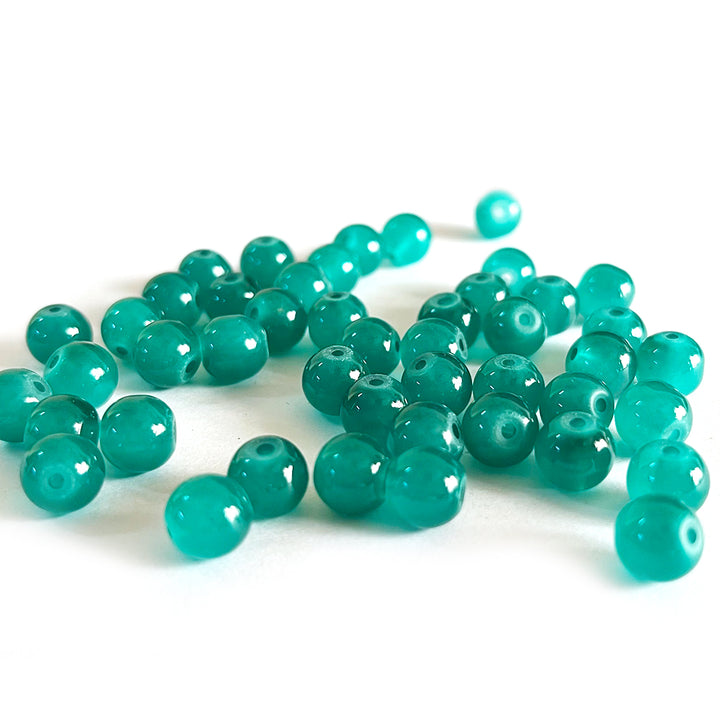 Sea Green Color Glass Beads For Jewelry & Bracelet Making 10 mm