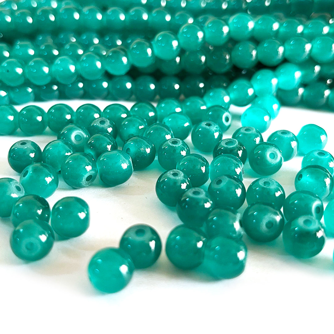 Sea Green Color Glass Beads For Jewelry & Bracelet Making 10 mm