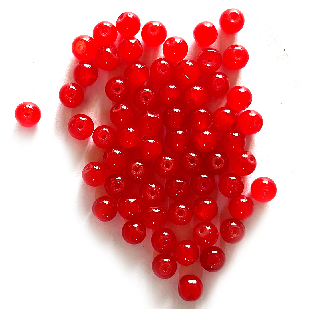 Red Color Glass Beads For Jewelry & Bracelet Making 10 mm