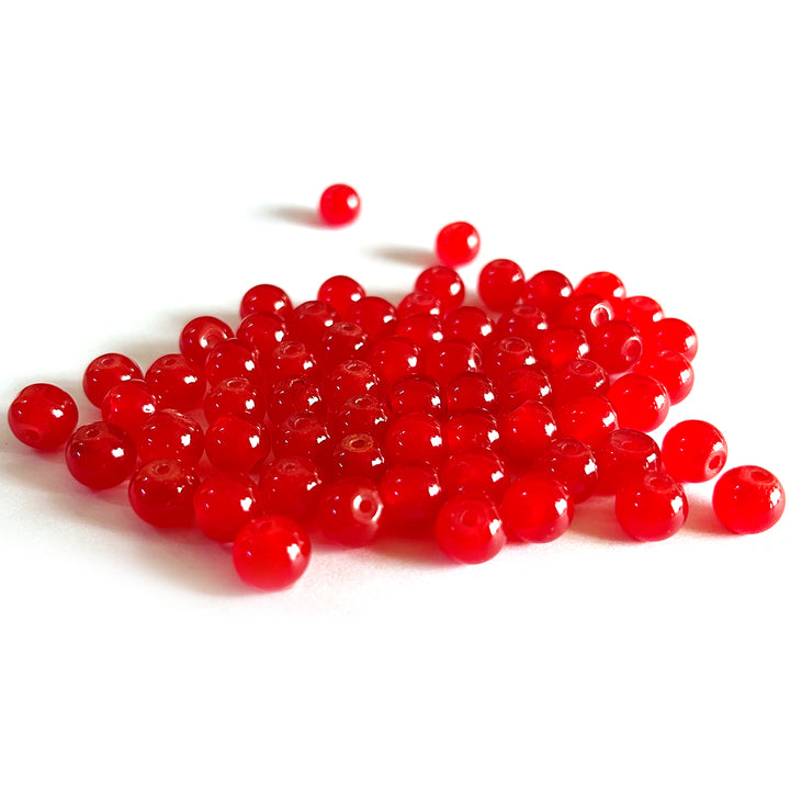 Red Color Glass Beads For Jewelry & Bracelet Making 10 mm