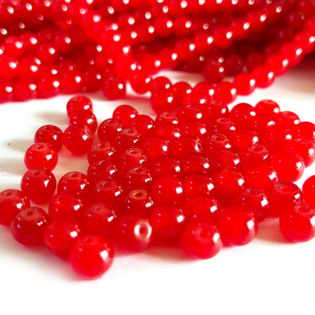 Red Color Glass Beads For Jewelry & Bracelet Making 10 mm