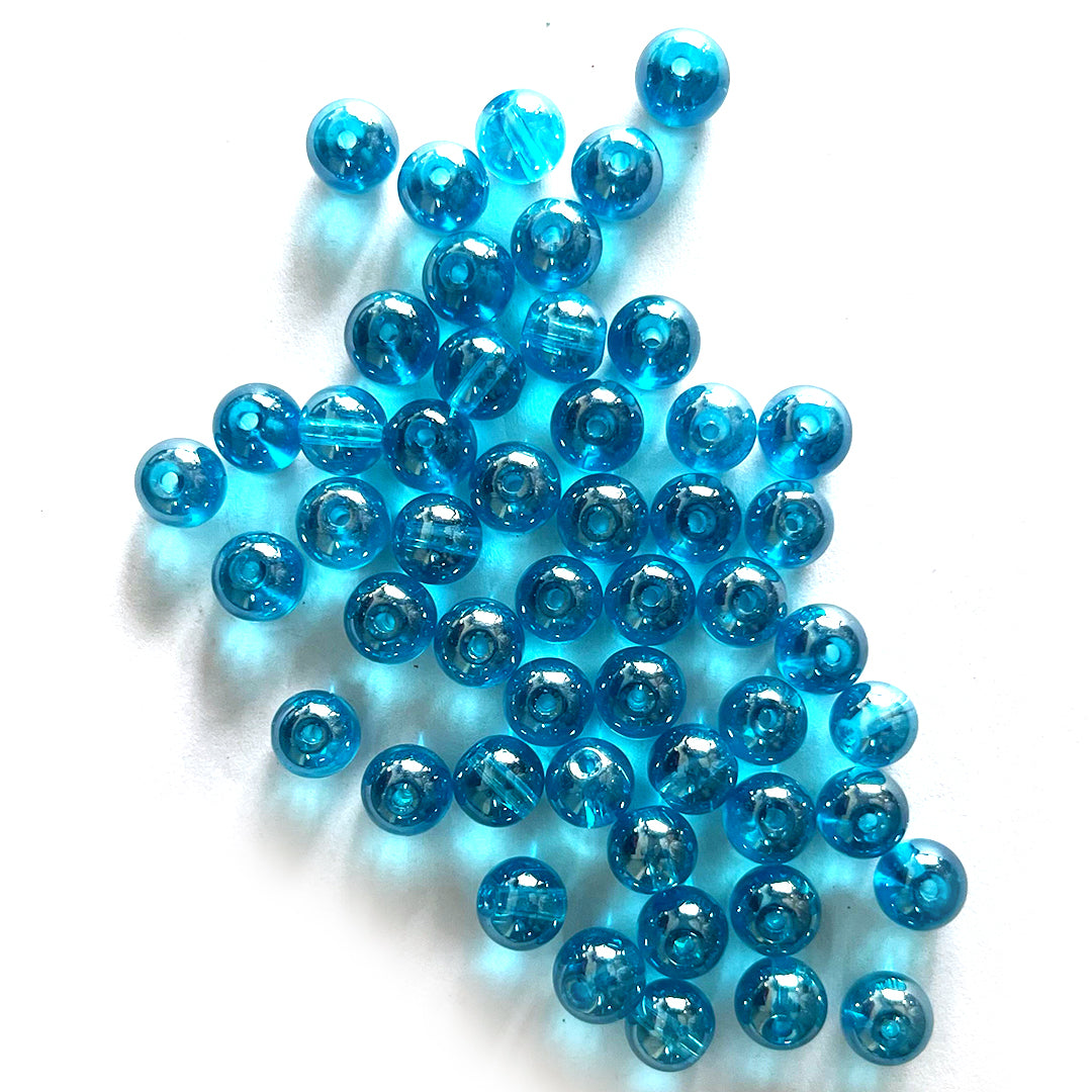 Blue Color Glass Beads For Jewelry & Bracelet Making 10 mm