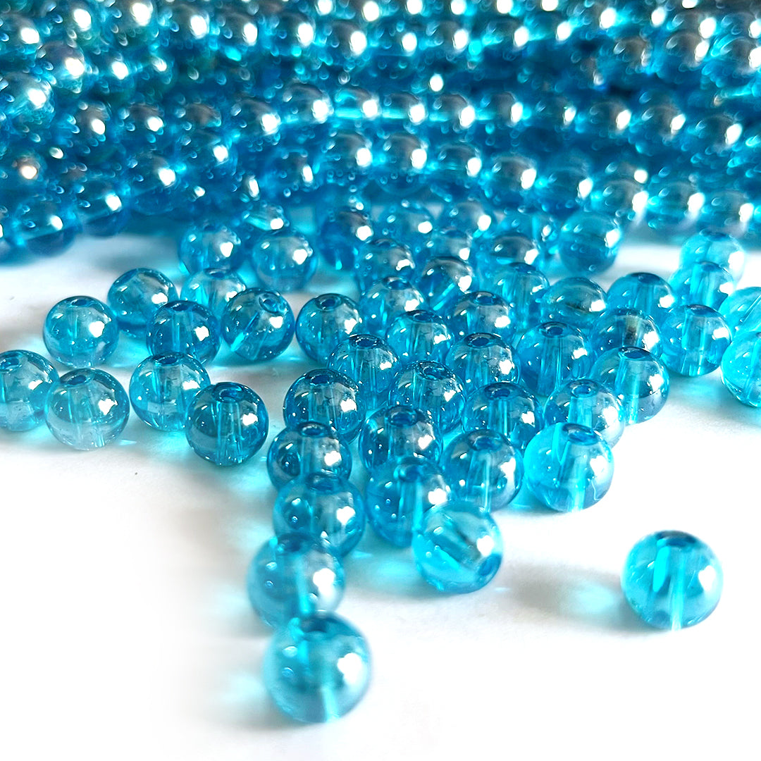 Blue Color Glass Beads For Jewelry & Bracelet Making 10 mm