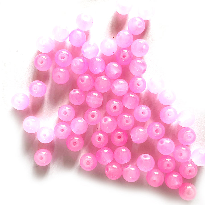 Pink Color Glass Beads For Jewelry & Bracelet Making 10 mm