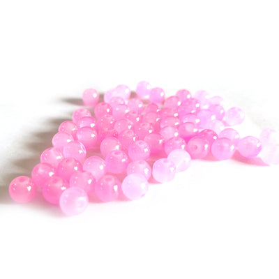 Pink Color Glass Beads For Jewelry & Bracelet Making 10 mm