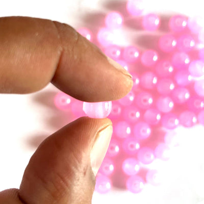 Pink Color Glass Beads For Jewelry & Bracelet Making 10 mm