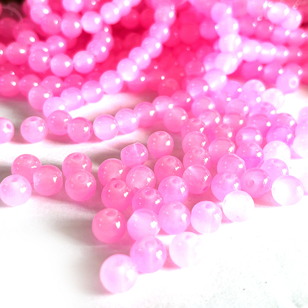 Pink Color Glass Beads For Jewelry & Bracelet Making 10 mm