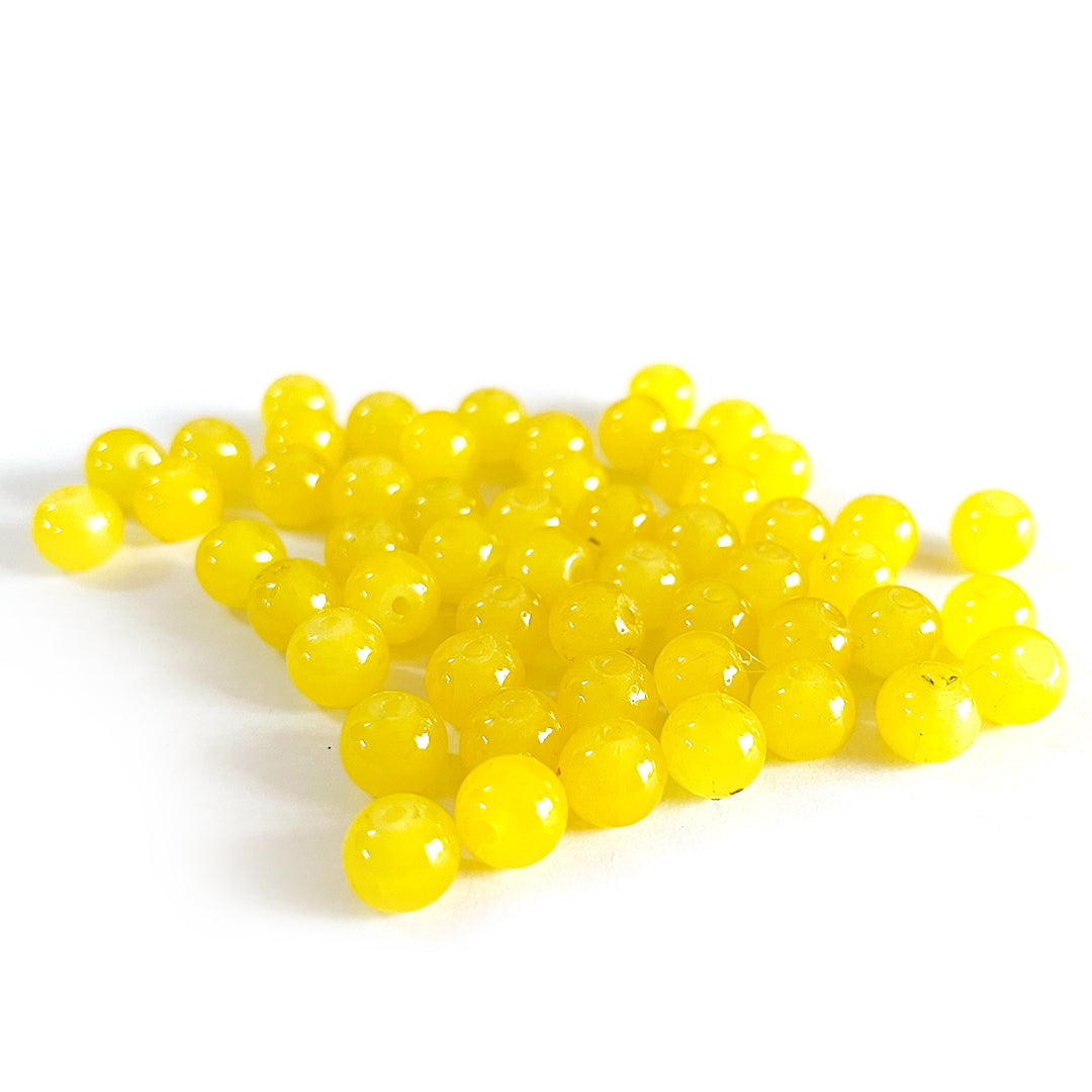 Yellow Color Glass Beads For Jewelry & Bracelet Making 10 mm