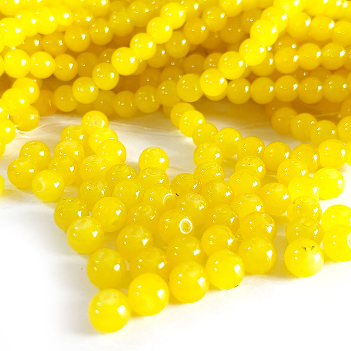 Yellow Color Glass Beads For Jewelry & Bracelet Making 10 mm