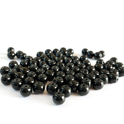 Black Color Glass Beads For Jewelry & Bracelet Making 10 mm