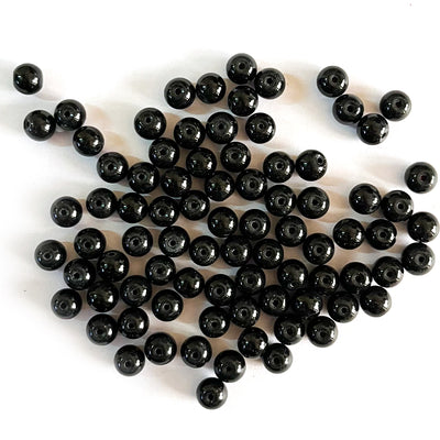 Black Color Glass Beads For Jewelry & Bracelet Making 10 mm