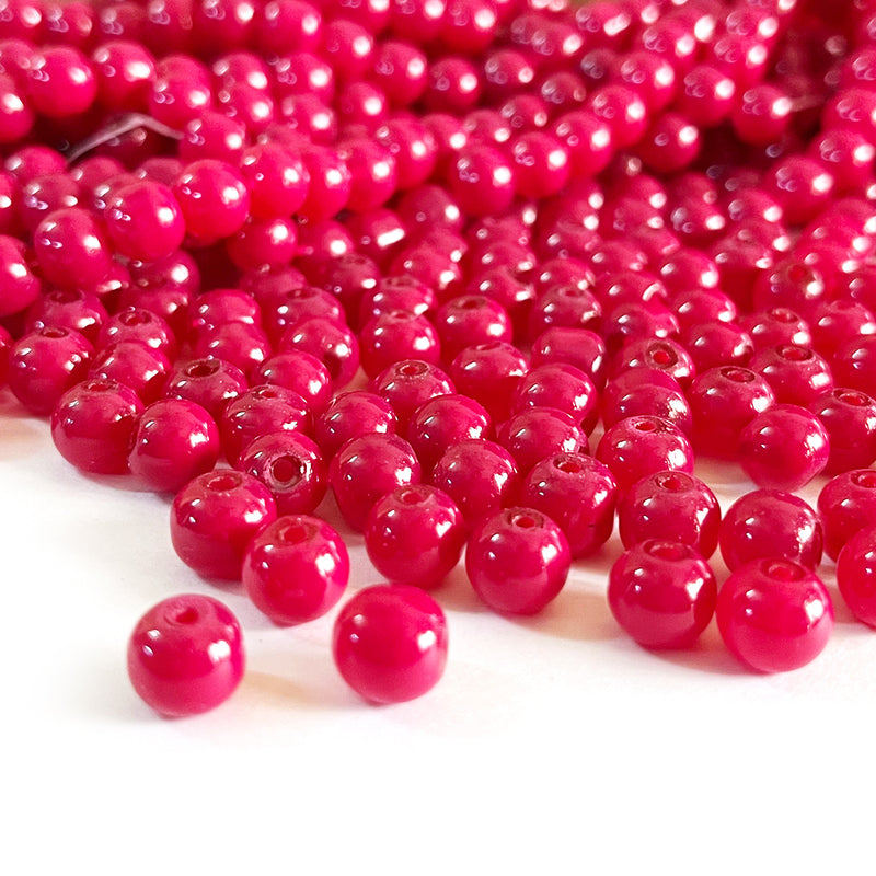 Rani Pink Color Glass Beads For Jewelry & Bracelet Making 10 mm