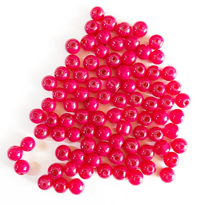 Rani Pink Color Glass Beads For Jewelry & Bracelet Making 10 mm