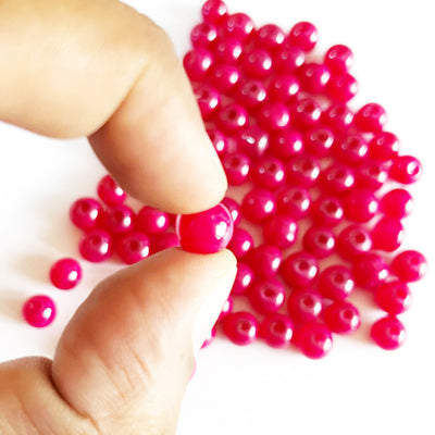 Rani Pink Color Glass Beads For Jewelry & Bracelet Making 10 mm