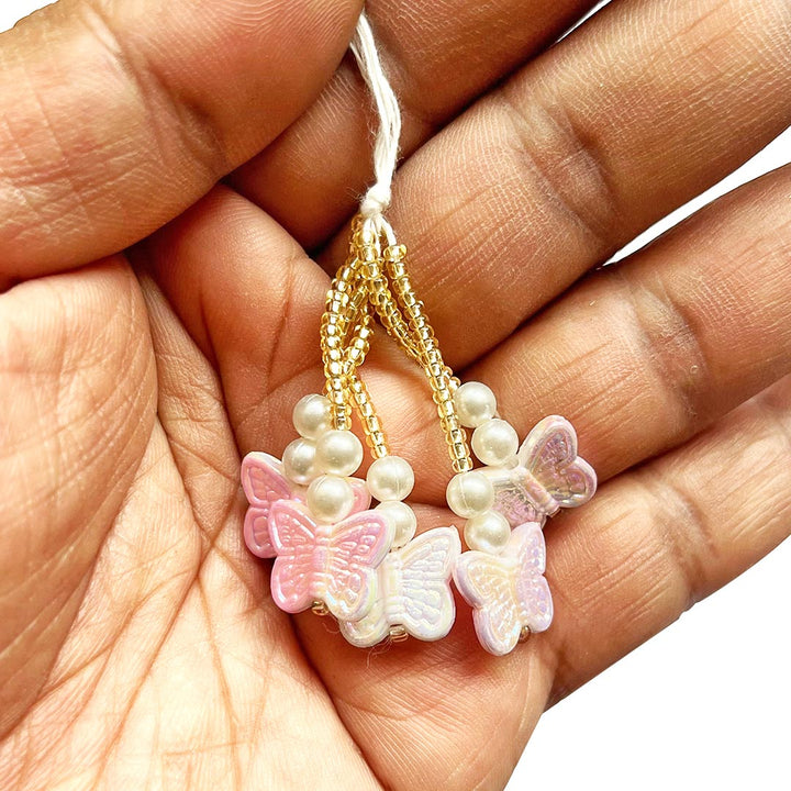 Pink Color Butterfly With Beads Tassel Pack Of 10