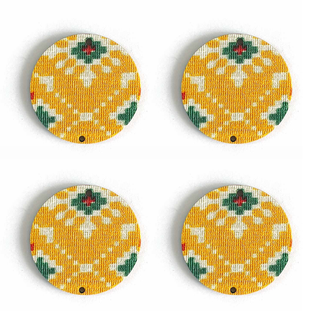 Patola Plate | fabric Patola Plate | Fabric Plate | Print Patola Design | yellow Color fabric Plate | Art | Craft | Decoration | Mandir Decor Items | Fabric | Decorative Plate | Hanging Patola Plate | Design | Hobby Craft