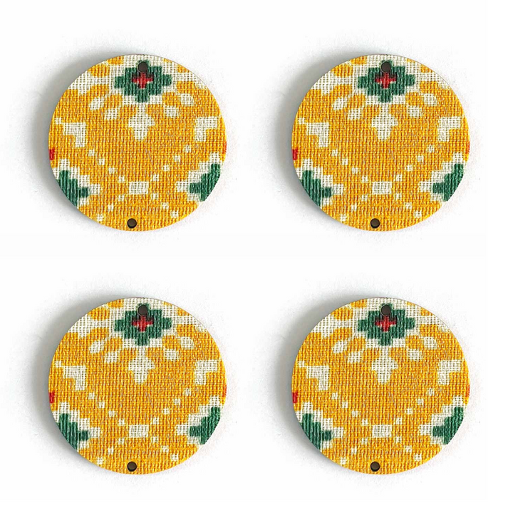 Patola Plate | fabric Patola Plate | Fabric Plate | Print Patola Design | yellow Color fabric Plate | Art | Craft | Decoration | Mandir Decor Items | Fabric | Decorative Plate | Hanging Patola Plate | Design | Hobby Craft