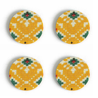 Patola Plate | fabric Patola Plate | Fabric Plate | Print Patola Design | yellow Color fabric Plate | Art | Craft | Decoration | Mandir Decor Items | Fabric | Decorative Plate | Hanging Patola Plate | Design | Hobby Craft