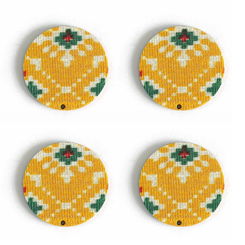 Patola Plate | fabric Patola Plate | Fabric Plate | Print Patola Design | yellow Color fabric Plate | Art | Craft | Decoration | Mandir Decor Items | Fabric | Decorative Plate | Hanging Patola Plate | Design | Hobby Craft