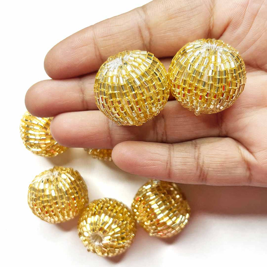 Golden Katdana Beads Pack Of 10 | Katdana Beads | Katdana Bolls | Katdana Beads | Adikala Craft Store | Art Craft | Colllection | Projects | Art | Jewellery Making