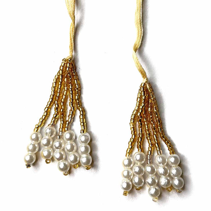 Cream Color Beads Tassel Set Of 10 | tassels | beads tassels