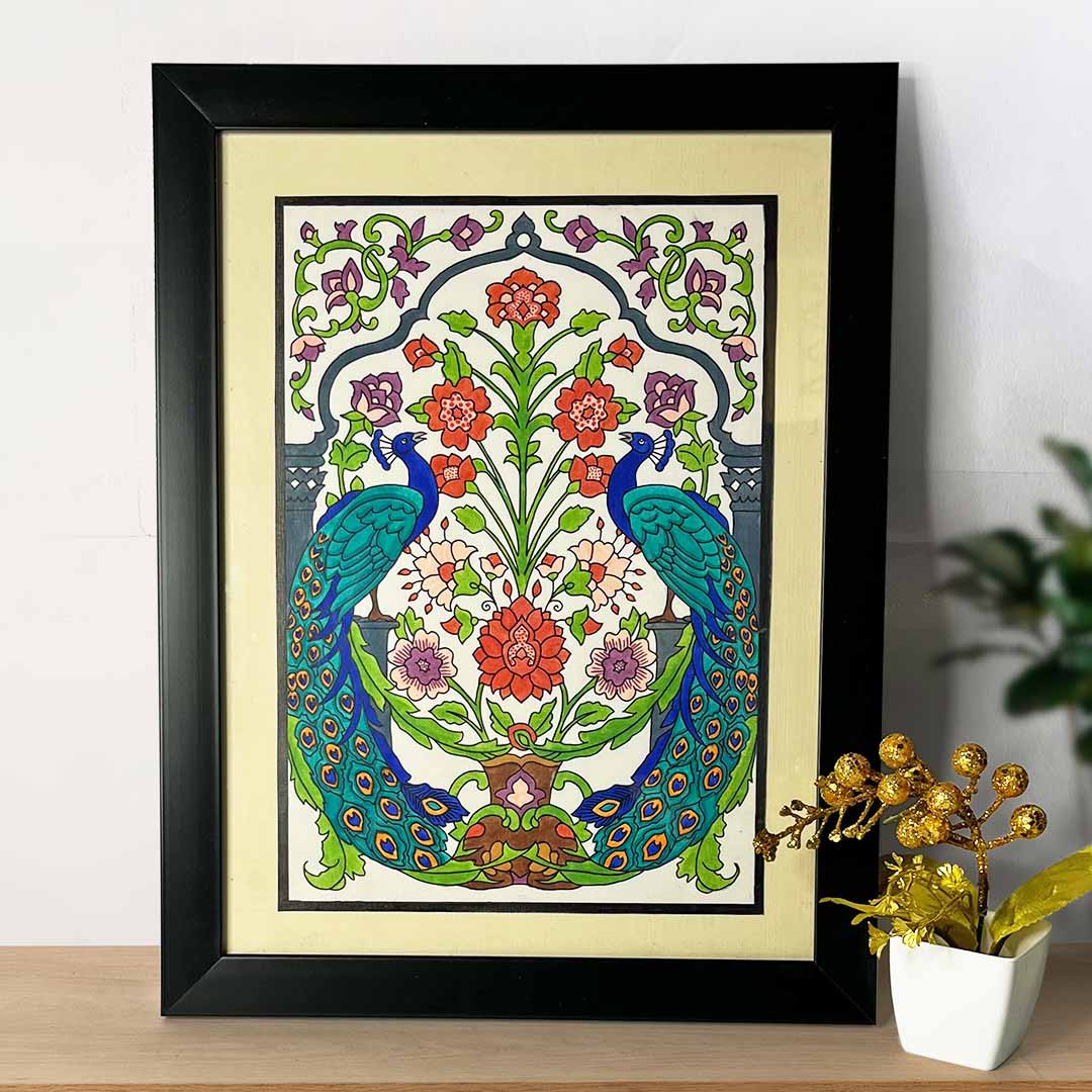 Peacock Kalamkari Painting | Peacock Painting | Kalamkari Painting | Wall Decoration | Design | Painting | Wall Craft | Decoration | Art Craft | Crafts | Adikala Craft Store