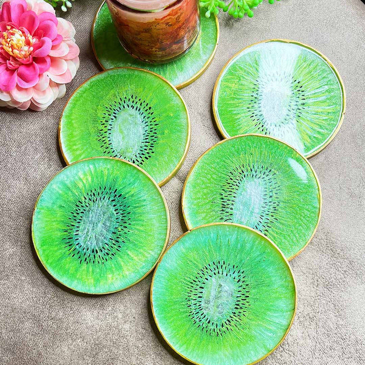 Kiwi Resin Coaster Set of 2 | Kivi Resin | Kivi Rasin Coaster | Resin Coaster Set of 2 | Adikala Craft Store | Art Craft | Craft | Decoration | Home Deacor | Resin Art | Resin