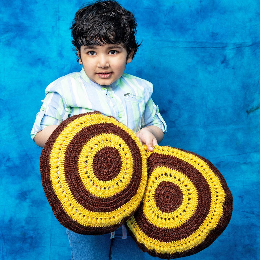 Handwoven Brown & Yellow Wool Cushion Cover Set Of 2 |  Handwoven Brown |  Yellow Wool Cushion Cover |  Brown & Yellow Wool Cushion Cover | art Craft | Craft | Craft Store Online | Adikala Craft Store 