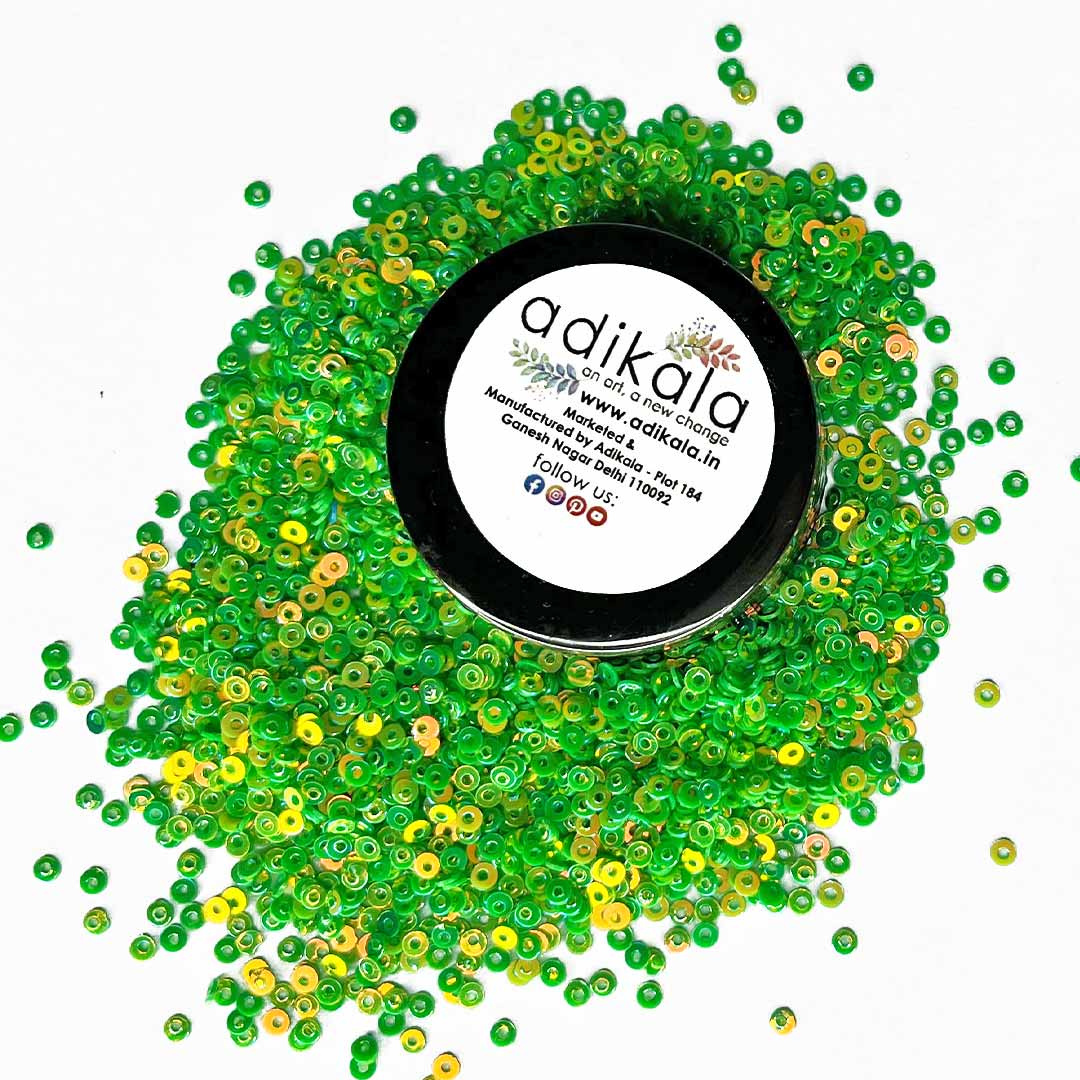 Parrot Green with Multicolor Shine Glitter/Sequins (GS1)