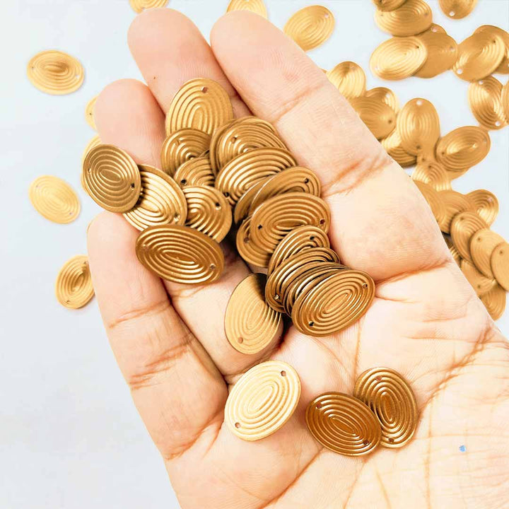 Golden Oval Shape Textured Sequins & Shakers