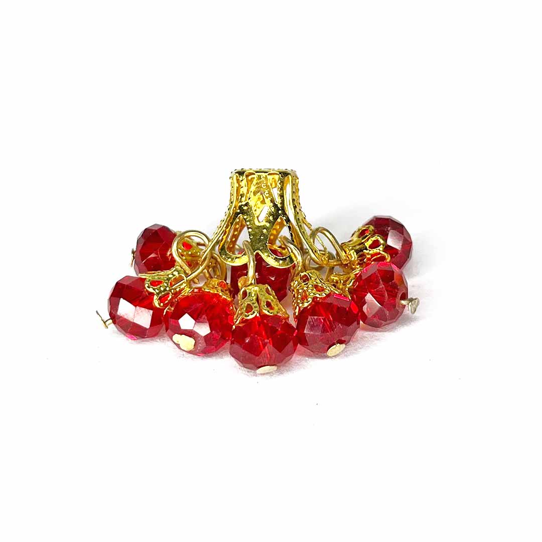 Red Color acrylic Beads Jhumka Set Of 10