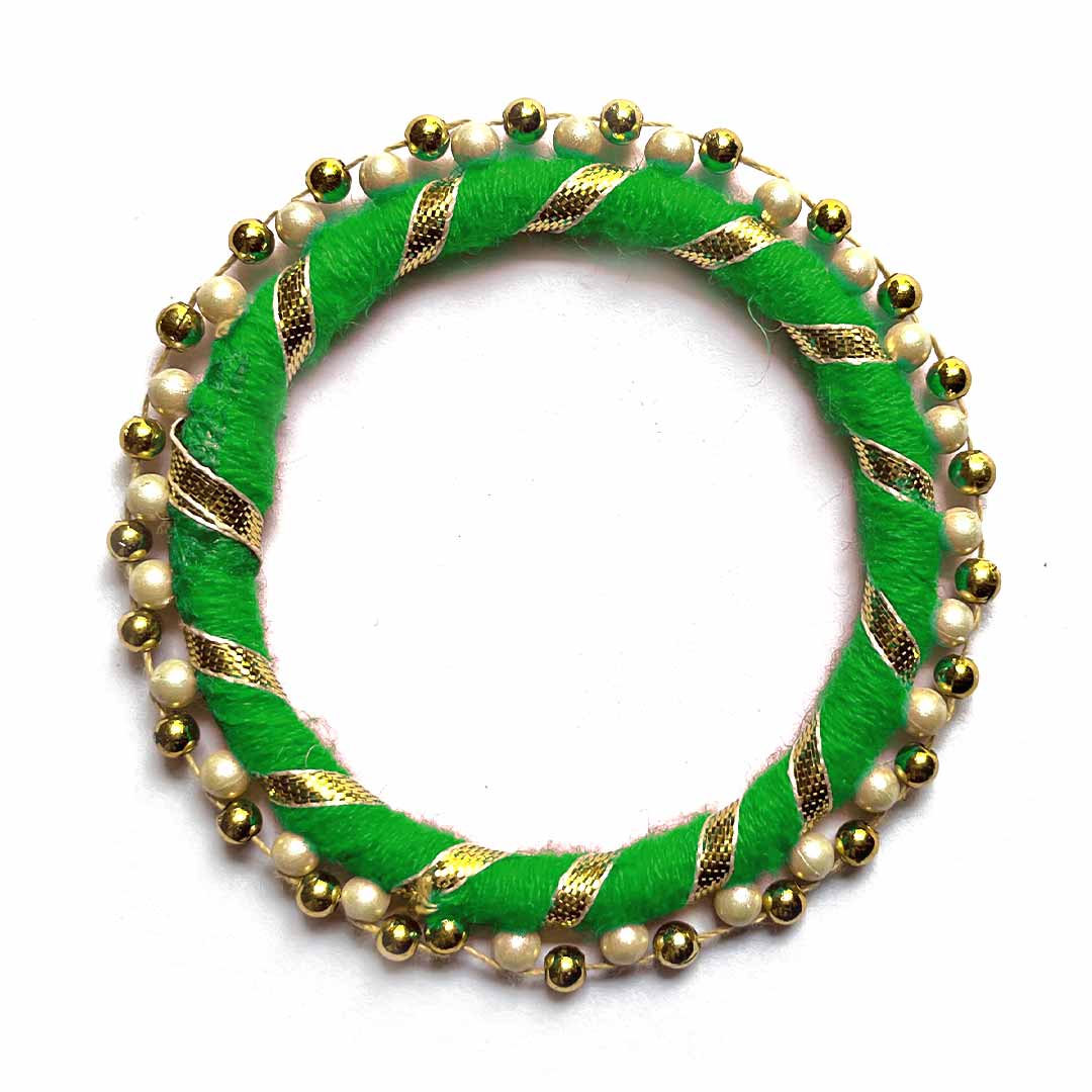 Green Color Gota Ring Set Of 10