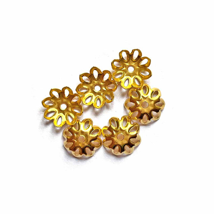 Round Flower Golden Beads Cap Pack Of 25