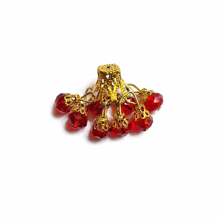 Red Color acrylic Beads Jhumka Set Of 10