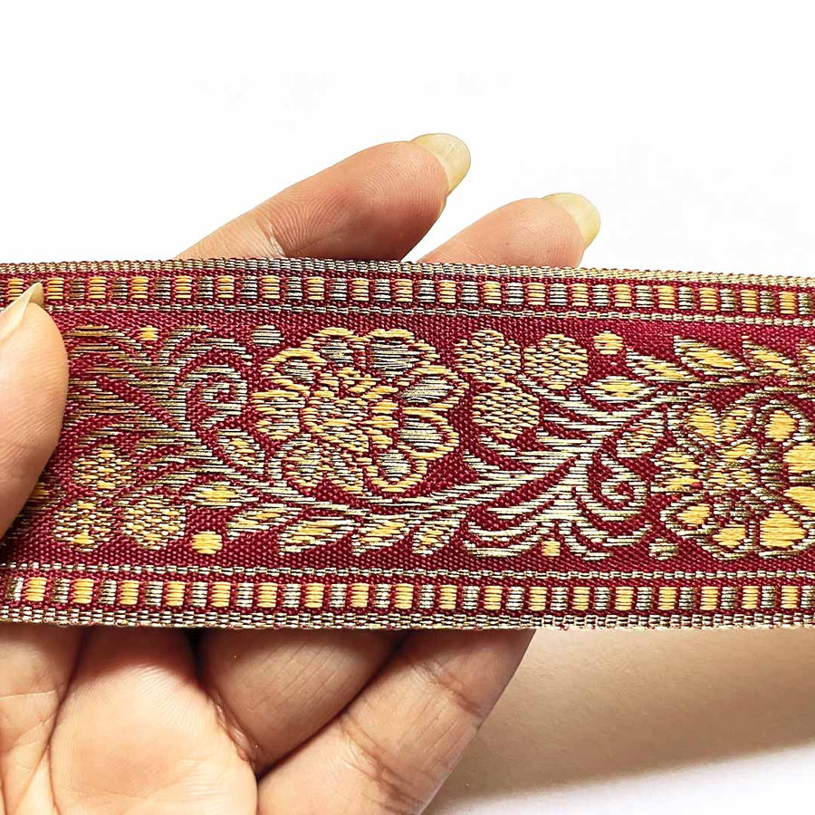 Move & Golden Zari Color Weaving Border - ( 5mtr ) | Move & Golden Zari | Resham Zari | Lace | Border | Adikala Craft Store | Art Craft | Decoration | Laces Collection | Border Collection | Craft Making