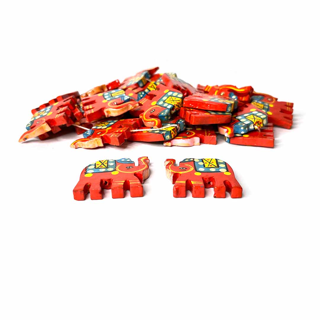 Red Wooden Elephant | Elephant Miniature | Elephant | Adikala Craft Store