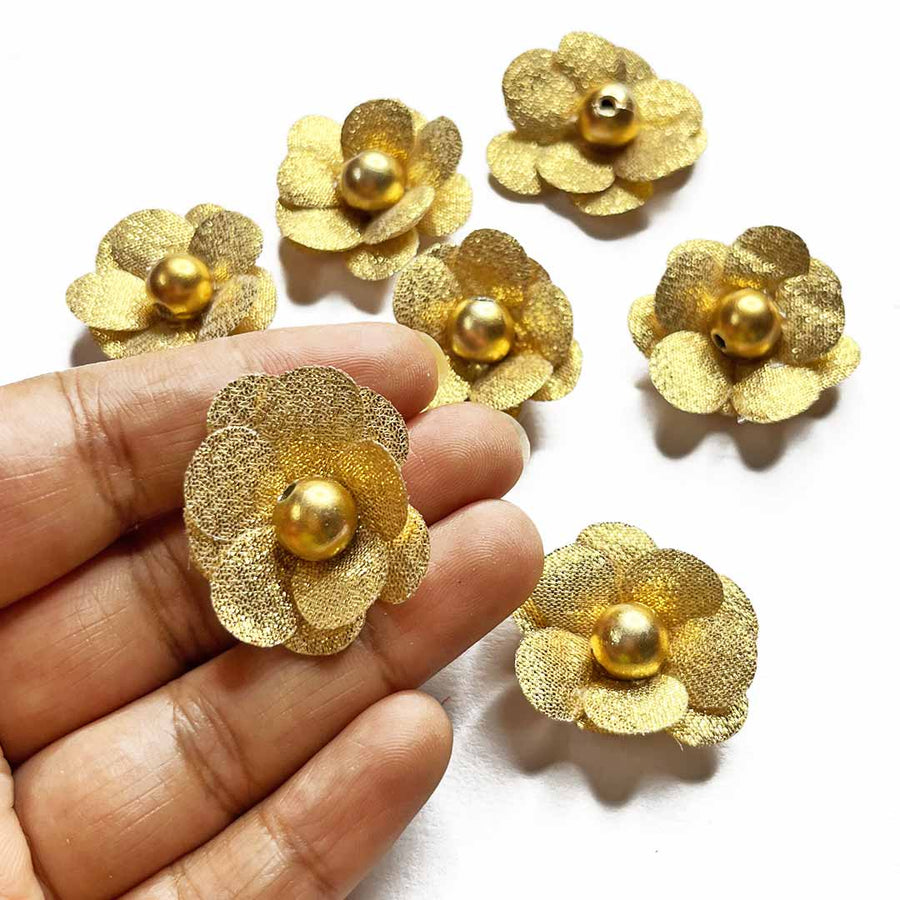 Golden Color Small Size Flower Set Of 20 | Golden Color | Small Size Flower | Adikala Craft Store | Art Craft | women | jewellry | decor | home decoration | pichwai | welcome | padharosa | ramramsa | doorwell | premarked mdf | design | crochet | beads | art