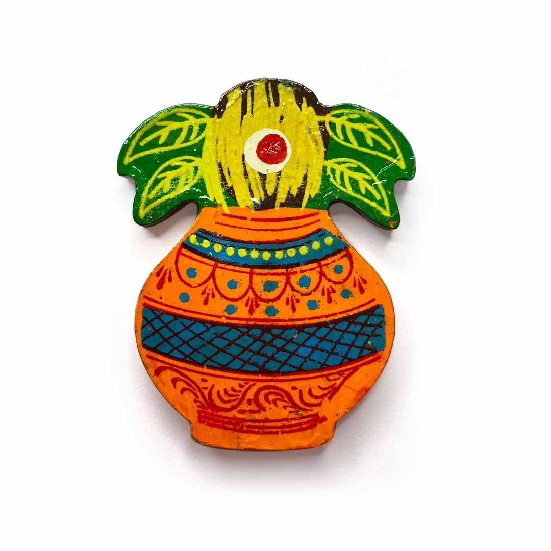 Kalash Orange & Green Wooden Miniature | orange kalash | green wooden miniture