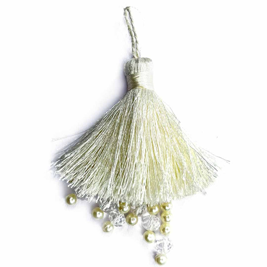 Cream Color Thread Tassels | Tassels With Beads Set Of 2 | Tassels | Toran | Silkl Thread