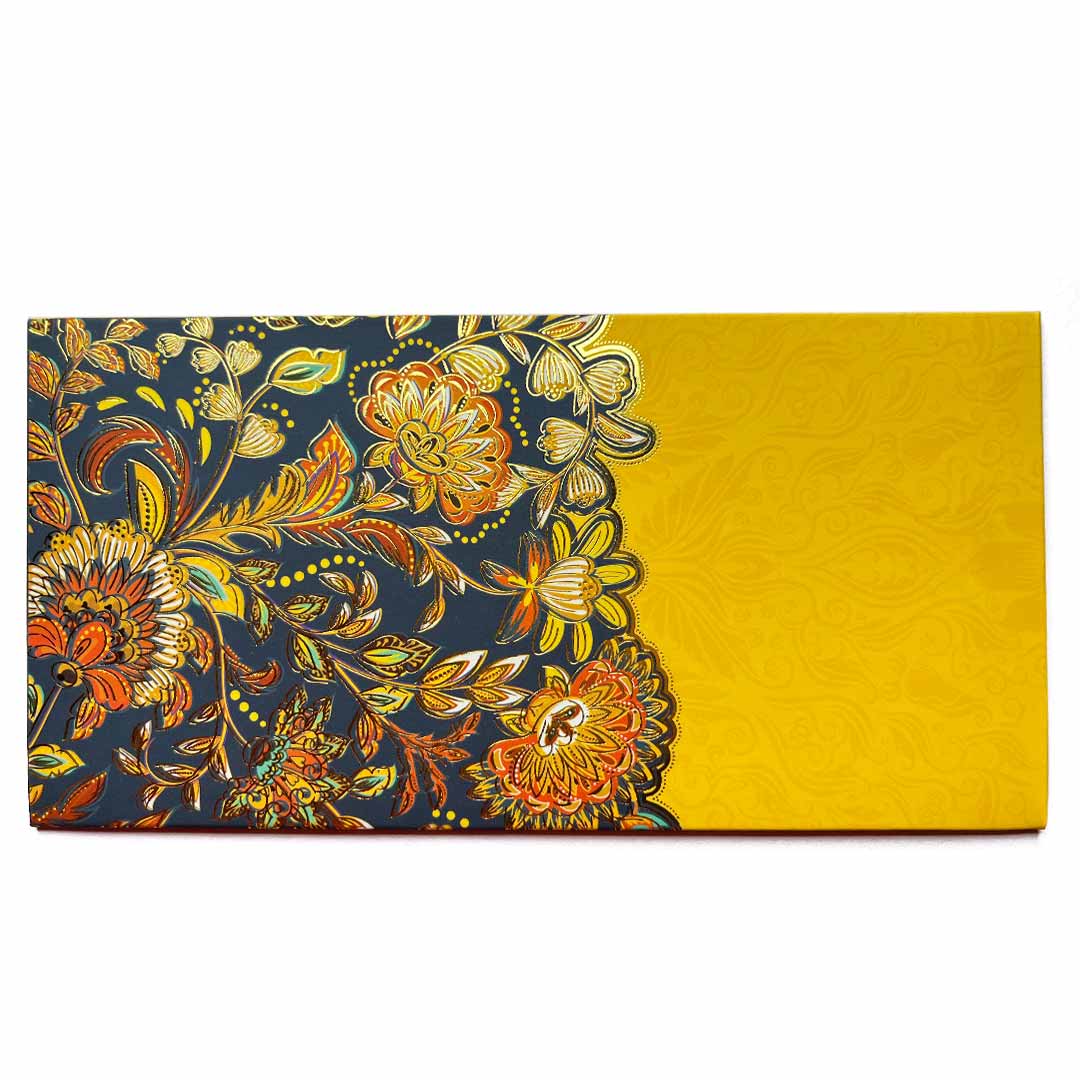 Yellow & Blue Color Exclusive Velvet Finish Designer Shagun Envelope Pack Of 2 | Yellow Envelope | Velvet Finish Design | Shagun Envelope | Shadi Envelope | Wedding Envelope | Adikala Craft Store | Art Craft | Envelope Collection | Cash Envelope |  Adikala