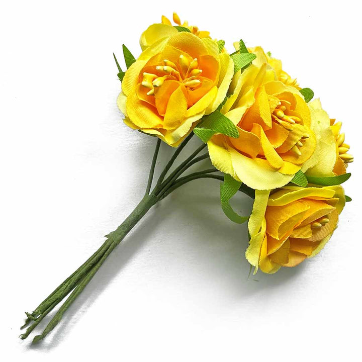 Yellow Color Flowers Bunch 2 Of 12 PCS | Yellow Color Flower | Adikala Craft | Art Craft | Flower Bunch