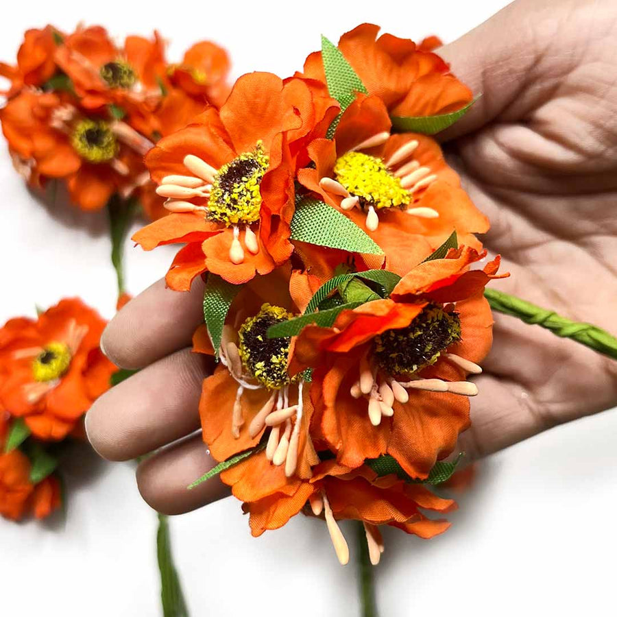 Orange Color Poppy Flowers | Poppy Flowers | Flower Bunch | Bunch 2 of 12 PCS | Art Craft | Craft Store | Craft | Art Making | Project Making | Online Art Craft | Indian Art Craft | Indian Craft | Handmade | decoration Essentials | Adikala Craft Store