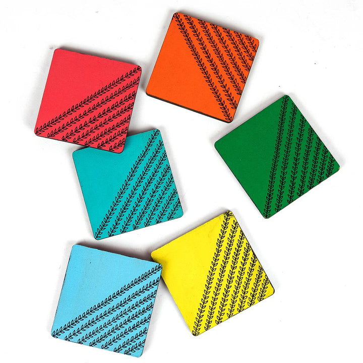 Colorful Hand Crafted Tea Coasters With Stand