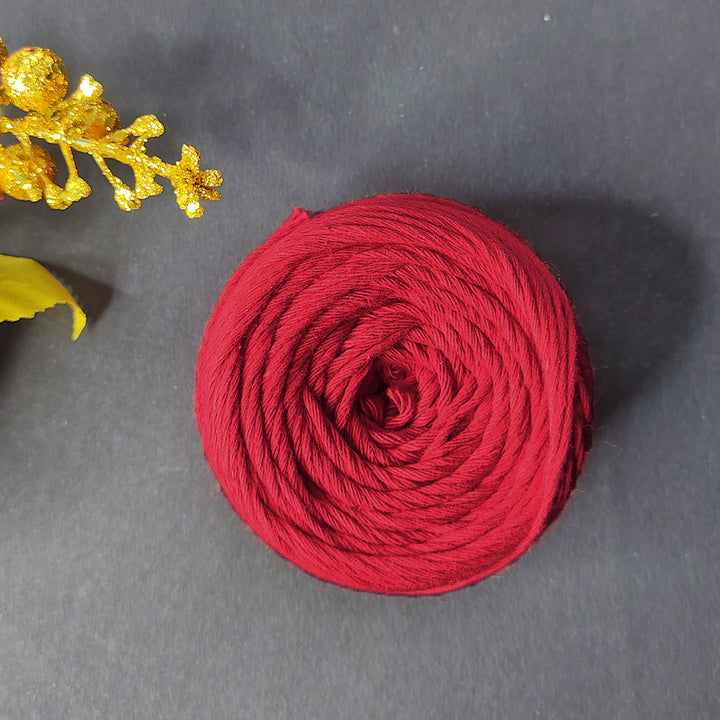 Red Color 8 PLY Cotton Crochet Thread Balls for Weaving and Craft Making - 100GMS