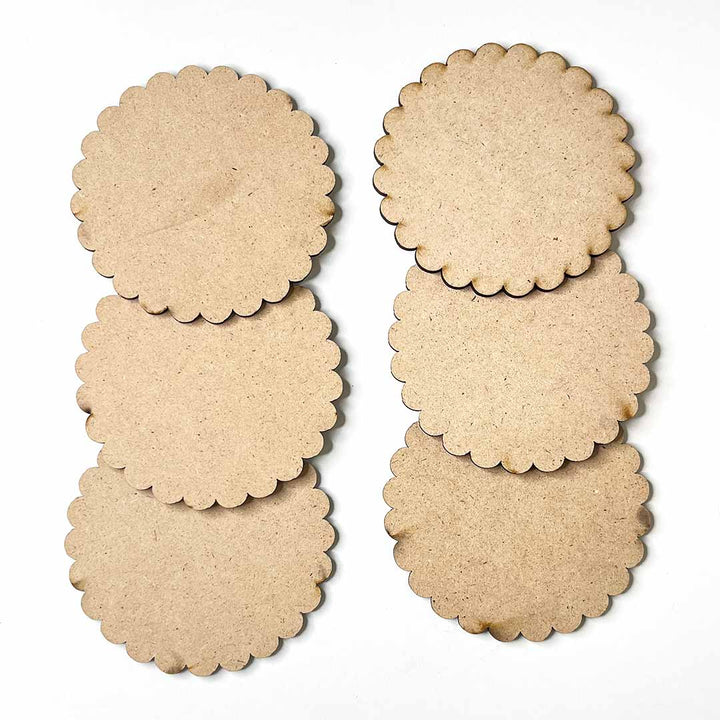 scalloped Mdf Base Set of 6 | scalloped MDF | MDF Base | Adikala Craft Store | Craft Store | Art Craft | Craft | Adikala | Decoration | Project | DIY | Collection