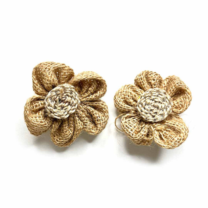 Beige Color Jute Flower Set Of 10 | Adikala Craft Store | Craft Store | Art Craft | Decoration | Festivals | Adikala | Shadi Decoration | Traditional Art | Dress Making | DIY | Jawellry Making Material