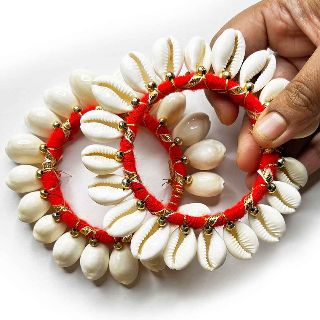 Red Color Kaudi Shells Bangle/Ring – Adikala - Craft Store