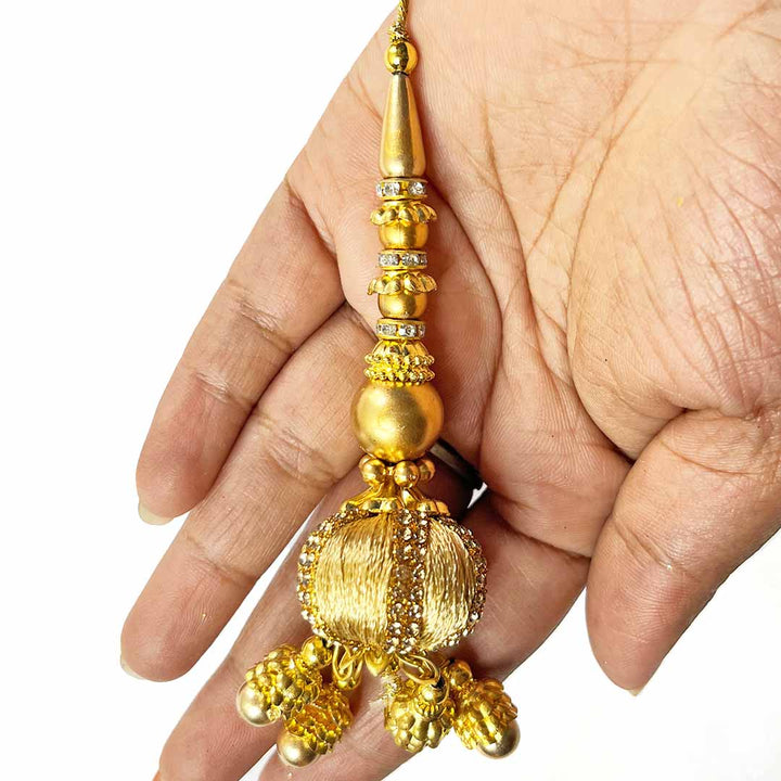 Beige & golden  Color thread | Thread ethenic Work | latkan hanging Tassels | Set of 2 | Ethenic Work | Hanging Tassels | Art Craft | Decoration Craft | indian Home | Decoration | Project Making | online Art | Design | Beautiful | Adikala | Adikala Craft Store