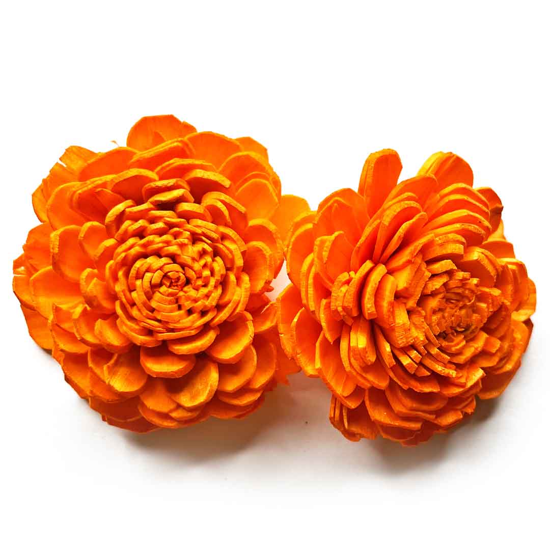 Orange Sola Wood Flower Pack of 10 | Sola Wood | Wood Flower Pack | Adikala Craft Store | Flowers | Adikala Craft Store | Craft Store | Art Craft | Decoration | Festivals | Adikala | Shadi Decoration   | Wedding Decoration  | wooden Color Flower | Artificial Flower